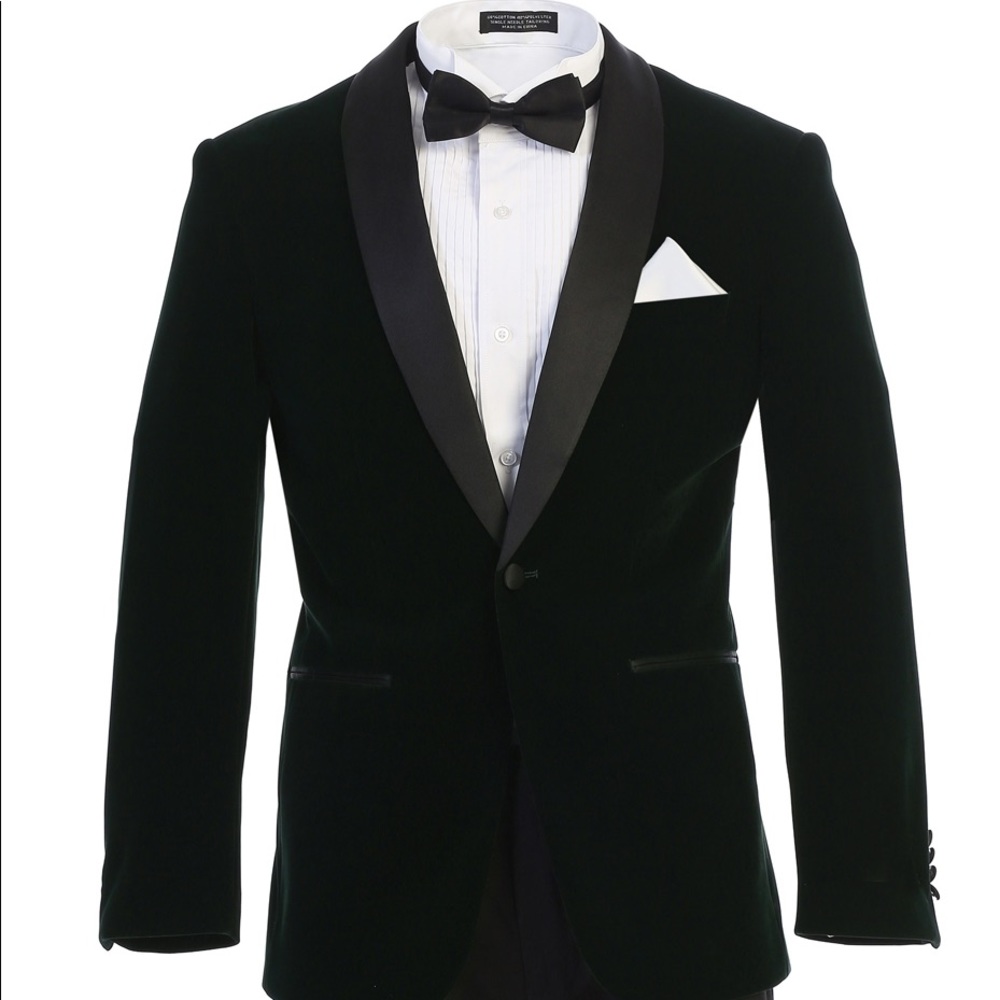 Men's Premium Slim Fit Hunter Green with Black Shawl Lapel Velvet Tuxedo Jacket